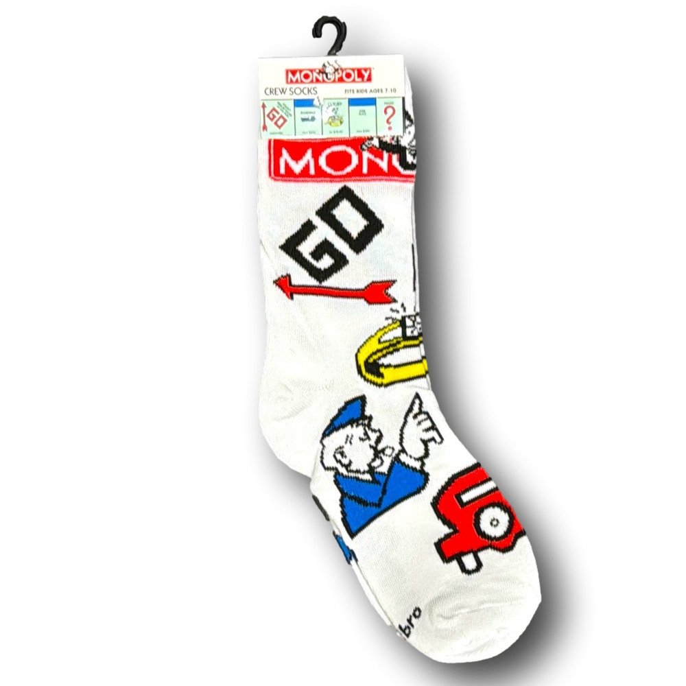 Kids Monopoly Funny Novelty Crew Socks - NWT